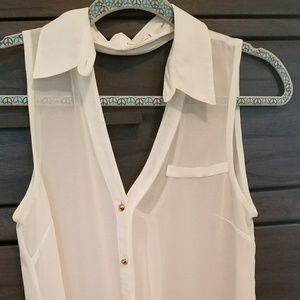 White sleeveless top